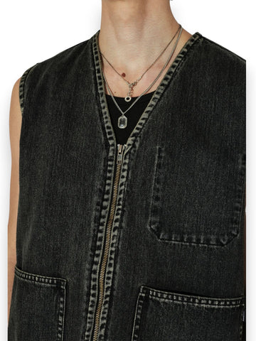 Dr.Denim Jacket Enver Worker Vest Aged Black - Capospalla Uomo - Nero