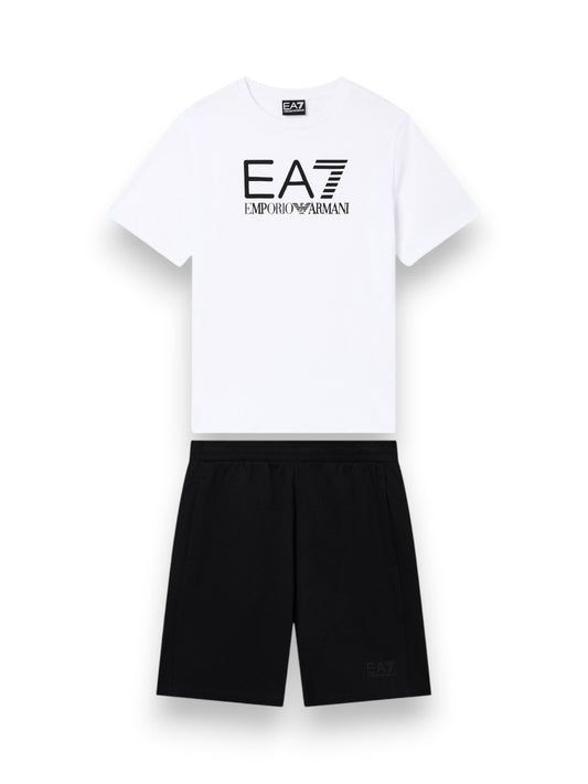 EA7 Tracksuit 100% Cotton - Tuta Bambino - Bianco/Nero