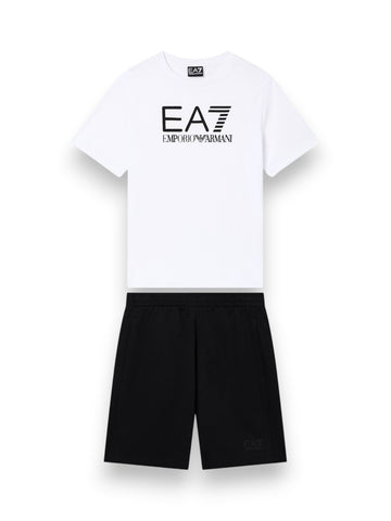 EA7 Tracksuit 100% Cotton - Tuta Bambino - Bianco/Nero