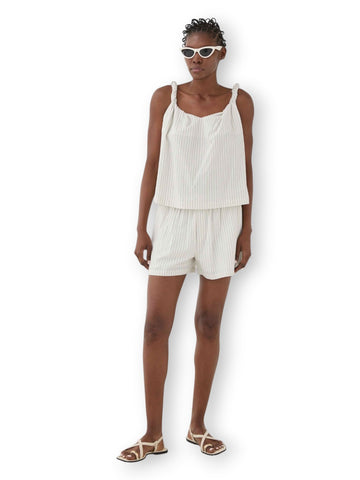 Eleh Shorts A Righe Con Fodera Interna - Shorts Donna - Panna