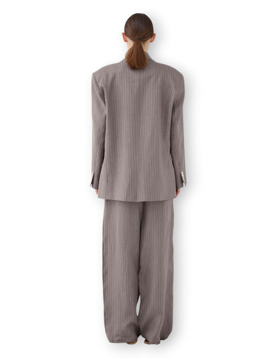 Eleh Pantaloni A Righe Con Tasche E Pinces - Pantaloni Donna - Grigio