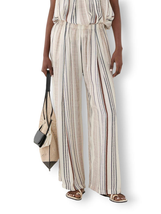 Eleh Pantaloni A Righe Con Tasche - Pantaloni Donna - Ecru'