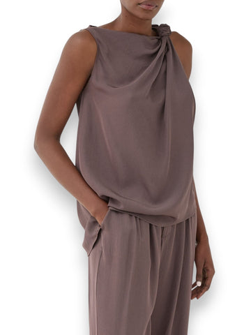 Eleh Top Con Nodo Laterale - T-Shirt Donna - Malva