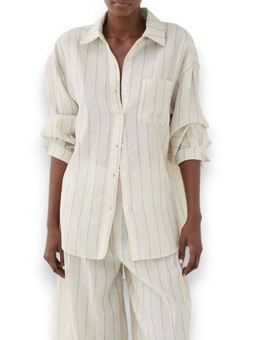 Eleh Camicia A Righe Con Colletto - Camicie Donna - Ecru'