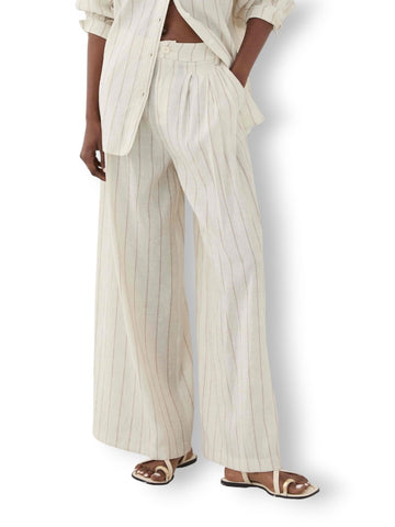 Eleh Pantaloni A Righe Con Tasche - Pantaloni Donna - Ecru'