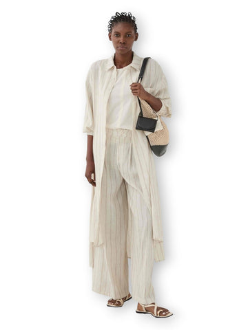 Eleh Camicia Lunga A Righe - Camicie Donna - Ecru'