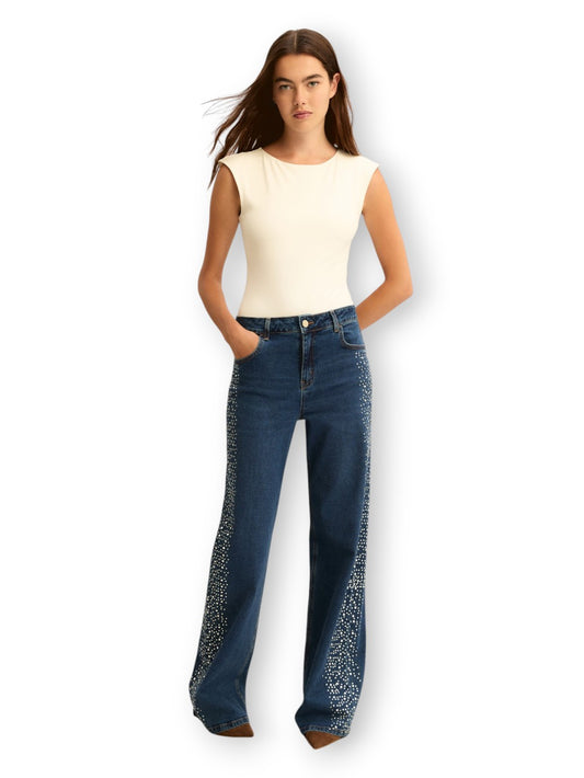 Emme Marella Pantalone Denim Crespo - Jeans Donna - Blu