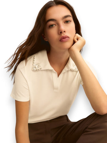 Emme Marella Polo In Jersey - T-Shirt Donna - Bianco