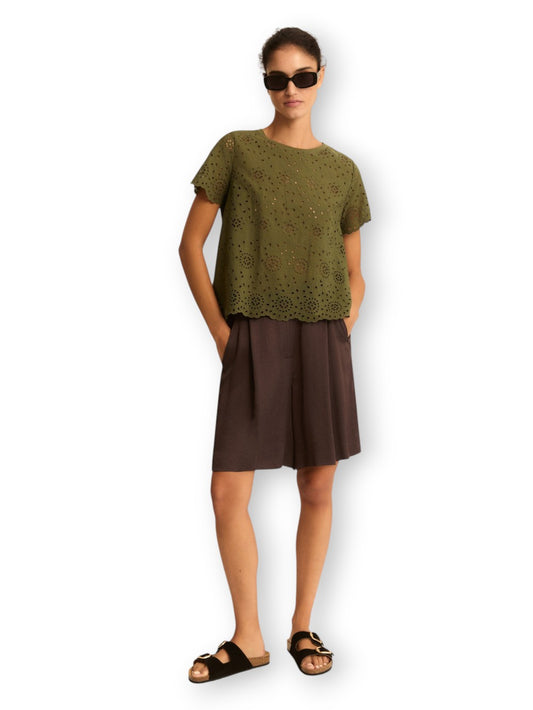 Emme Marella T-Shirt Veletta - T-Shirt Donna - Verde Militare