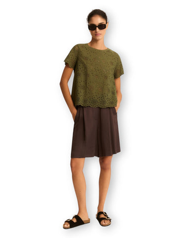 Emme Marella T-Shirt Veletta - T-Shirt Donna - Verde Militare