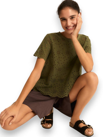 Emme Marella T-Shirt Veletta - T-Shirt Donna - Verde Militare