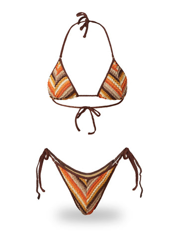 F**k Triangolo Alto Slip Regolabile - Costumi Donna - Marrone