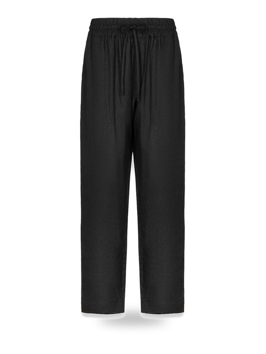 Gaelle Pantalone In Lino - Pantaloni Uomo - Nero
