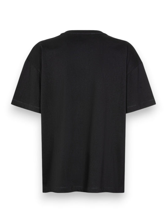 Gaelle T-Shirt Paricollo Mezza Manica In Jersey Con Pioggia Strass - T-Shirt Donna - Nero