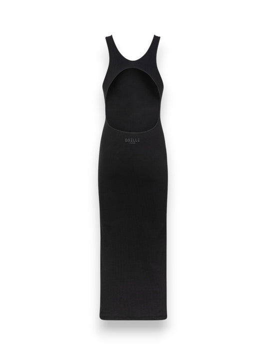 Gaelle Abito Lungo Aderente In Costina Con Applicazione In Silicone Donna - Nero