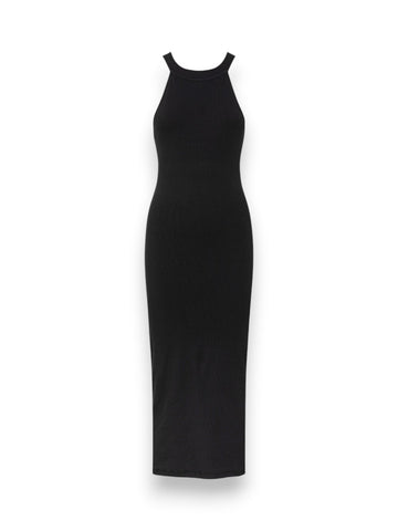 Gaelle Abito Lungo Aderente In Costina Con Applicazione In Silicone Donna - Nero