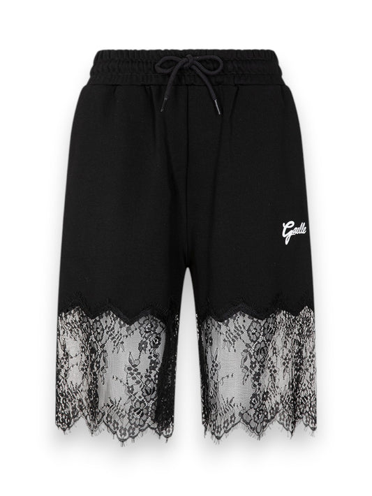 Gaelle Bermuda In Felpa Con Inserti In Pizzo - Shorts Donna - Nero