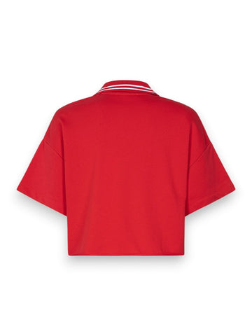 Gaelle Polo Mezza Manica Con Colletto In Smacchinato E Ricamo Lato Cuore - T-Shirt Donna - Rosso