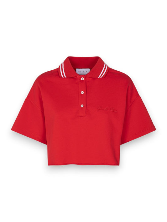 Gaelle Polo Mezza Manica Con Colletto In Smacchinato E Ricamo Lato Cuore - T-Shirt Donna - Rosso