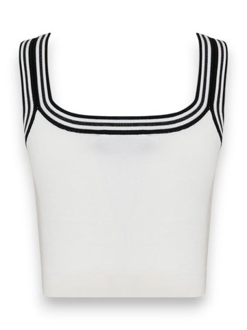 Gaelle Crop Top In Maglia Dettaglio Rifiniture - T-Shirt Donna - Avorio