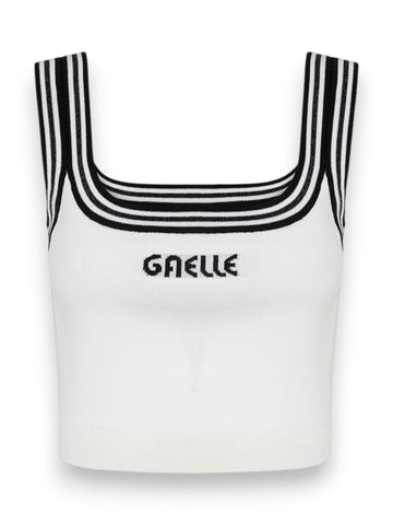 Gaelle Crop Top In Maglia Dettaglio Rifiniture - T-Shirt Donna - Avorio