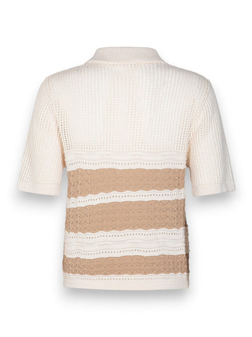 Gaelle Polo In Maglia A Righe - T-Shirt Donna - Beige