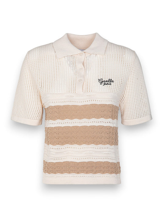 Gaelle Polo In Maglia A Righe - T-Shirt Donna - Beige