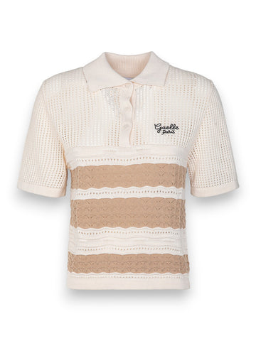 Gaelle Polo In Maglia A Righe - T-Shirt Donna - Beige
