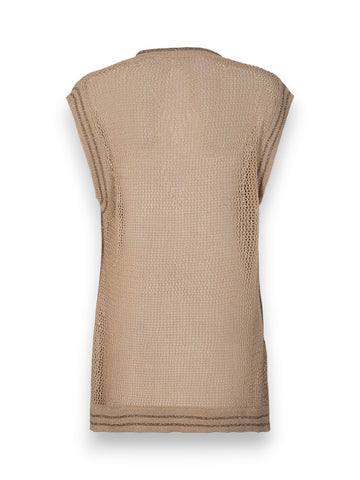 Gaelle Canotta Over In Maglia - T-Shirt Donna - Beige