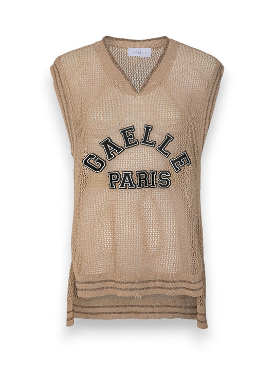 Gaelle Canotta Over In Maglia - T-Shirt Donna - Beige