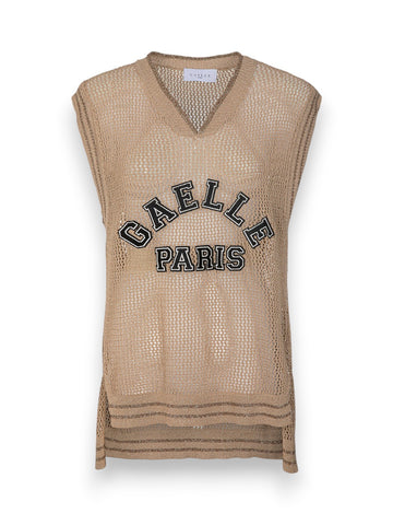 Gaelle Canotta Over In Maglia - T-Shirt Donna - Beige
