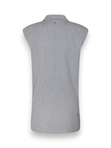 Gaelle Gilet Monopetto Over In Gessato Di Poliviscosa - Gilet Donna - Grigio