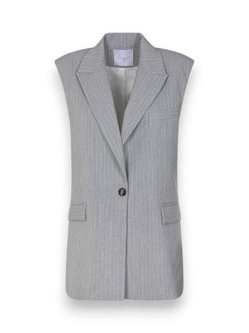 Gaelle Gilet Monopetto Over In Gessato Di Poliviscosa - Gilet Donna - Grigio