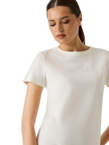 Guess Athleisure Briana Ss T-Shirt - T-Shirt Donna - Panna