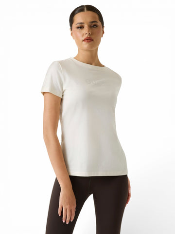 Guess Athleisure Briana Ss T-Shirt - T-Shirt Donna - Panna