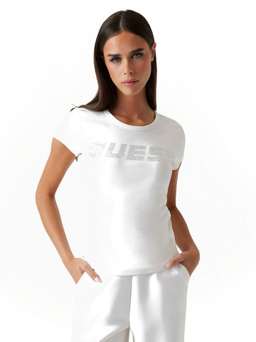 Guess Athleisure Kiara Ss T-shirt - T-Shirt Donna - Panna