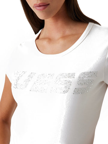 Guess Athleisure Kiara Ss T-shirt - T-Shirt Donna - Panna