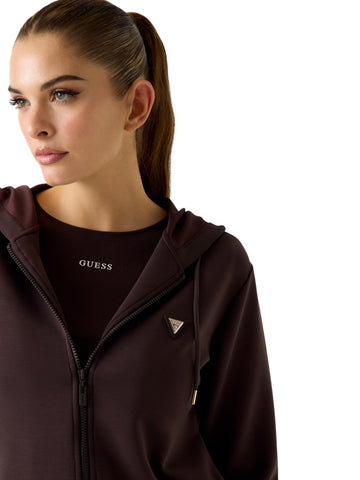 Guess Athleisure Olympe Full Zip Hoodie Sweatsh - Felpe Donna - Marrone
