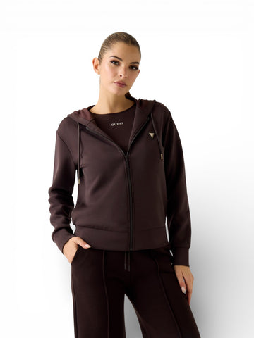 Guess Athleisure Olympe Full Zip Hoodie Sweatsh - Felpe Donna - Marrone