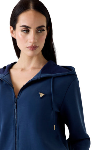 Guess Athleisure Olympe Full Zip Hoodie Sweatsh - Felpe Donna - Blu