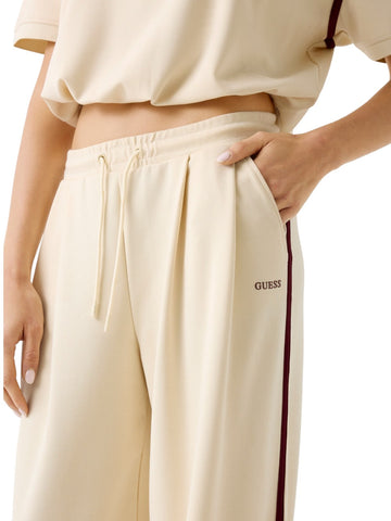 Guess Athleisure Jasmine Wide Leg Pant - Pantaloni Donna - Crema