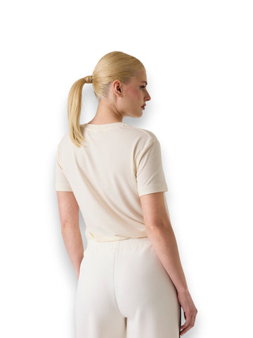 Guess Athleisure Milena Ss Cn T-Shirt - T-Shirt Donna - Panna
