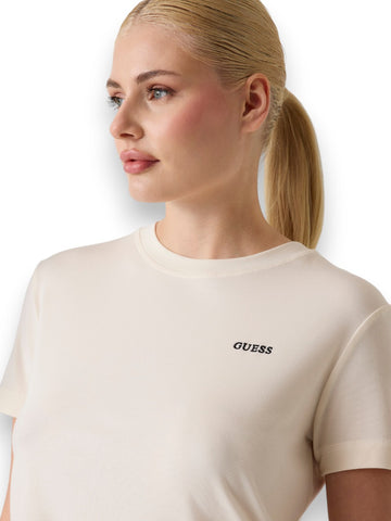 Guess Athleisure Milena Ss Cn T-Shirt - T-Shirt Donna - Panna
