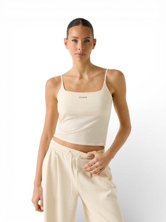 Guess Athleisure Jasmine Top - T-Shirt Donna - Panna