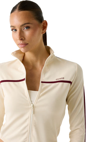 Guess Athleisure Jasmine Full Zip Sweatshirt - Felpe Donna - Crema