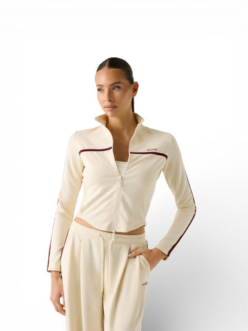 Guess Athleisure Jasmine Full Zip Sweatshirt - Felpe Donna - Crema