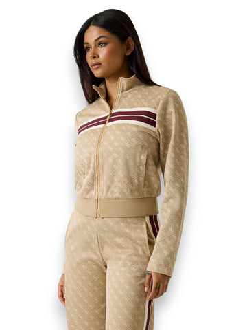 Guess Athleisure 4g Jacquard Full Zip Sweatshir - Felpe Donna - Beige