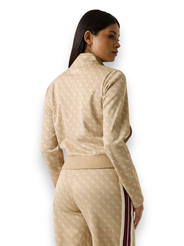 Guess Athleisure 4g Jacquard Full Zip Sweatshir - Felpe Donna - Beige