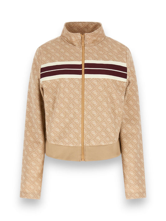 Guess Athleisure 4g Jacquard Full Zip Sweatshir - Felpe Donna - Beige
