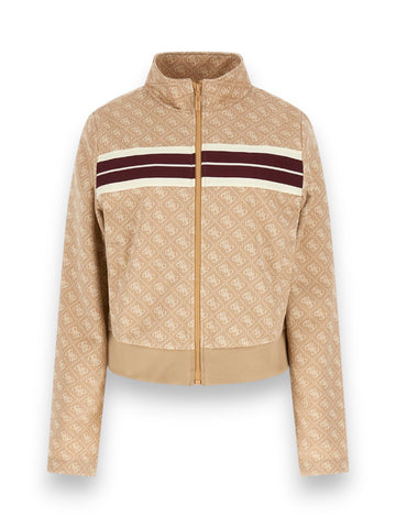 Guess Athleisure 4g Jacquard Full Zip Sweatshir - Felpe Donna - Beige